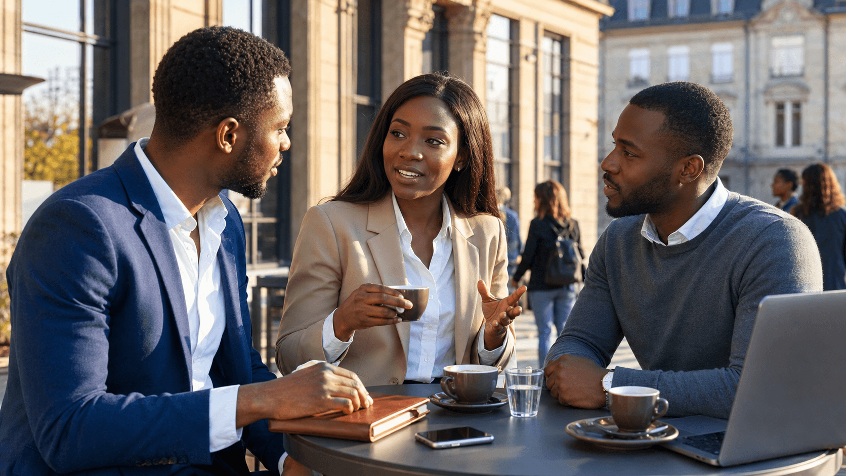 Jeune professionnelle africaine consultant les programmes MBA internationaux pour faire évoluer sa carrière